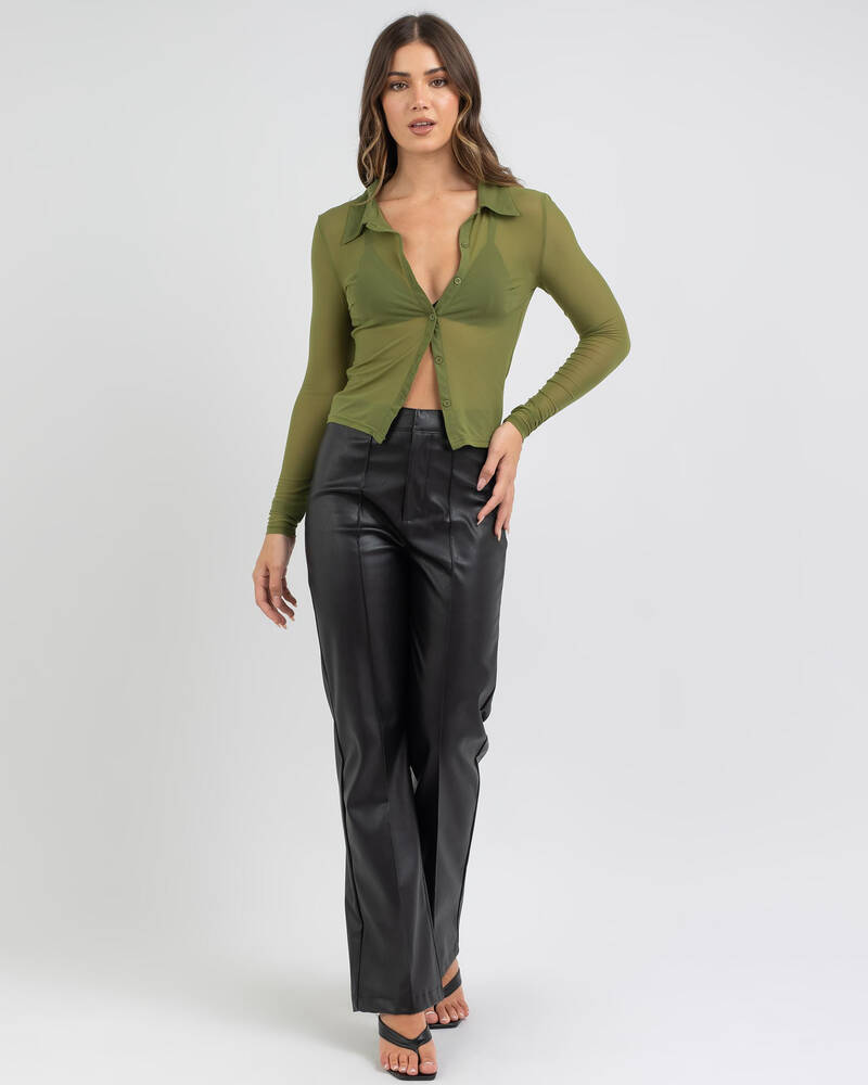 Mint Vanilla In The Office Mesh Shirt for Womens