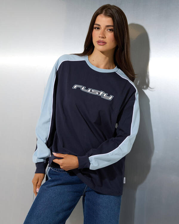 Rusty Fine Line Contrast Long Sleeve T-Shirt for Womens