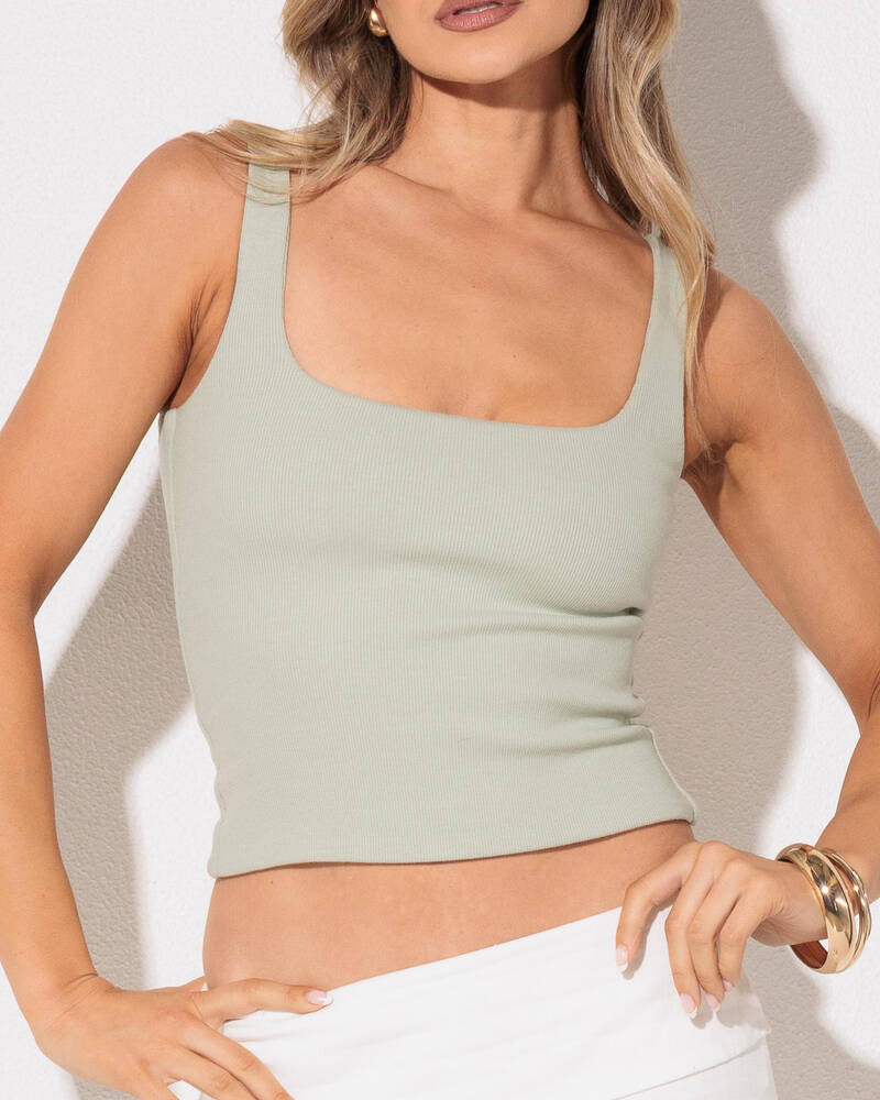 Mooloola Basic Square Neck Rib Tank Top for Womens