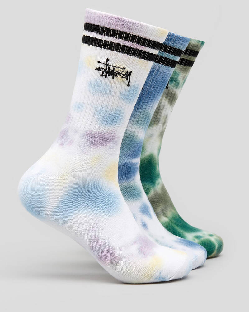 Stussy Mens' Tiedye Stripe Socks 3 Pack for Mens
