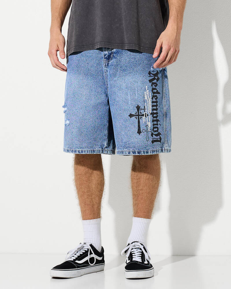 Redemption Salvation Denim Walk Shorts for Mens