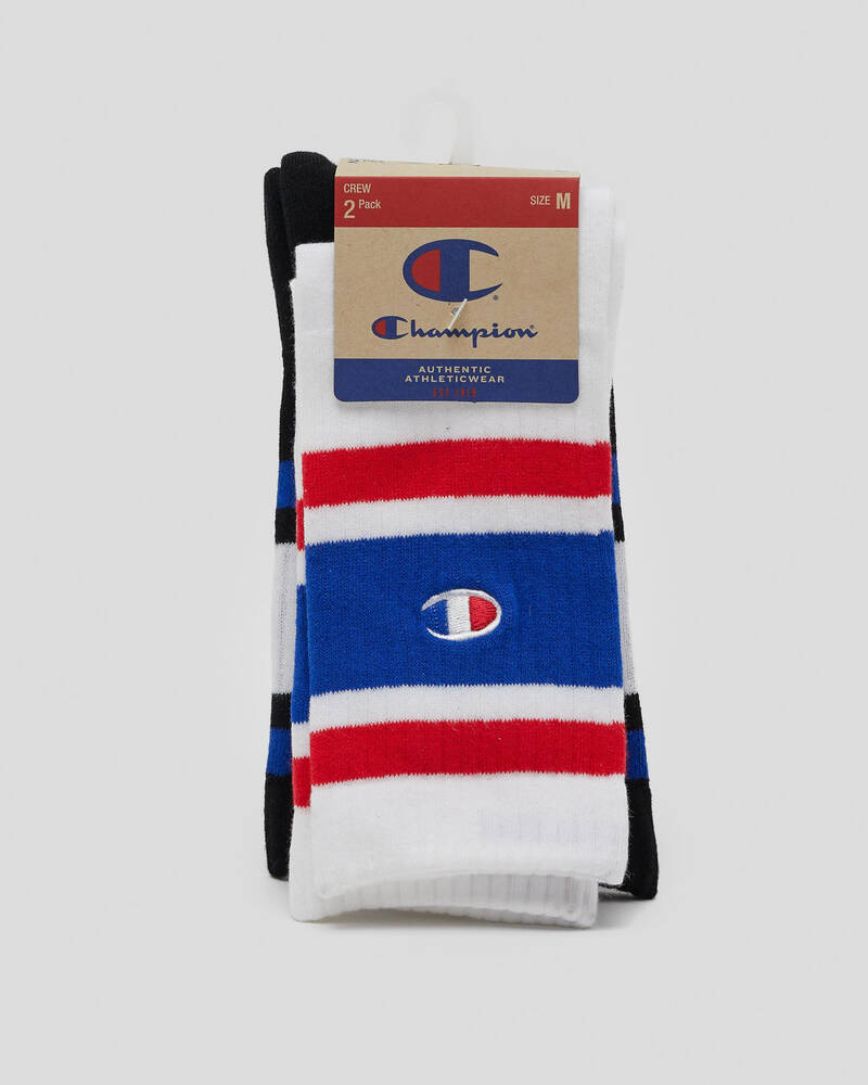 Champion Stripe Crew Socks 2 Pack for Mens