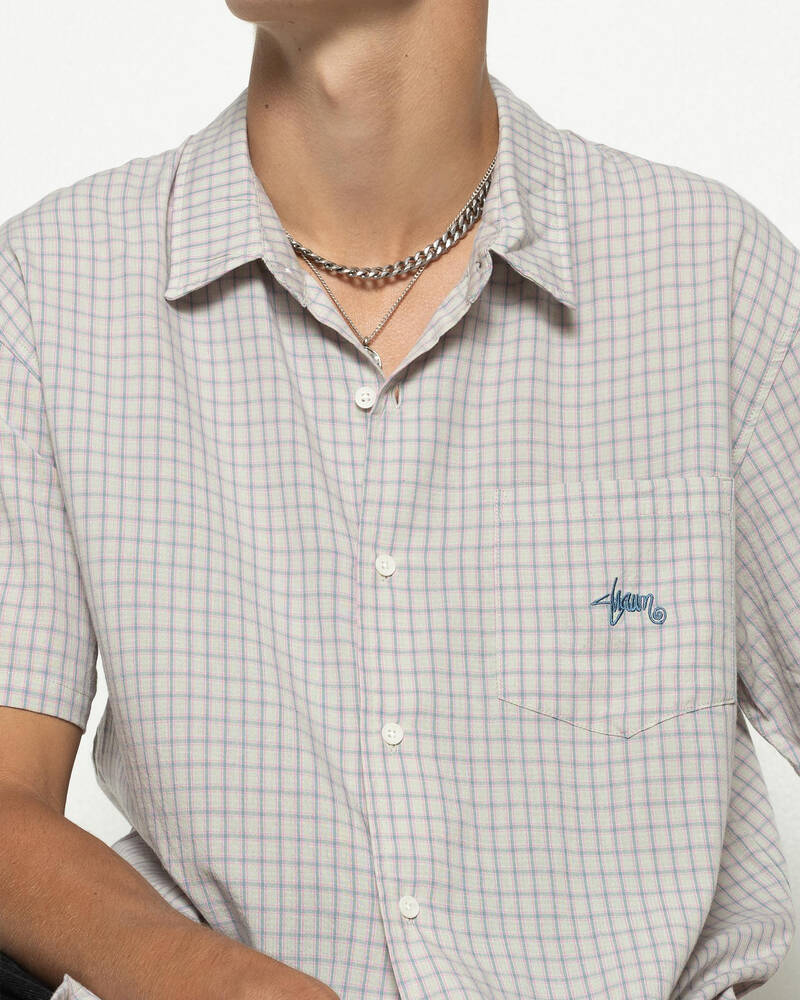 S-Double Card Check Short Sleeve Shirt for Mens