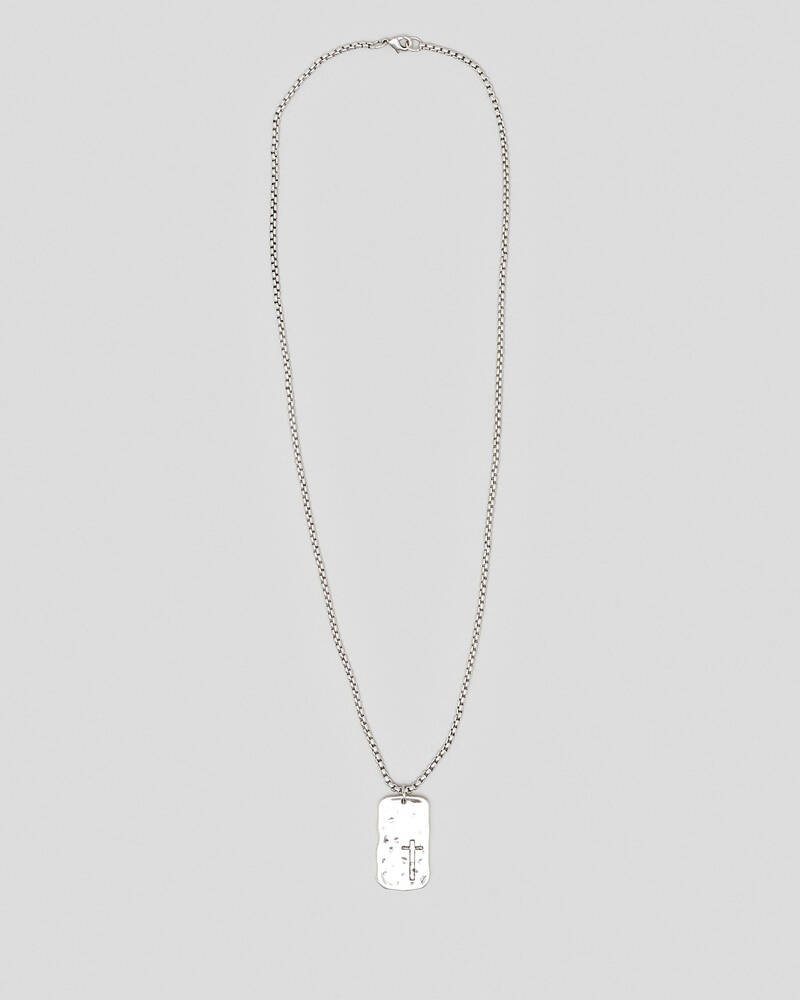 Classics 77 Silver Hammered Cross Pendant Necklace for Mens