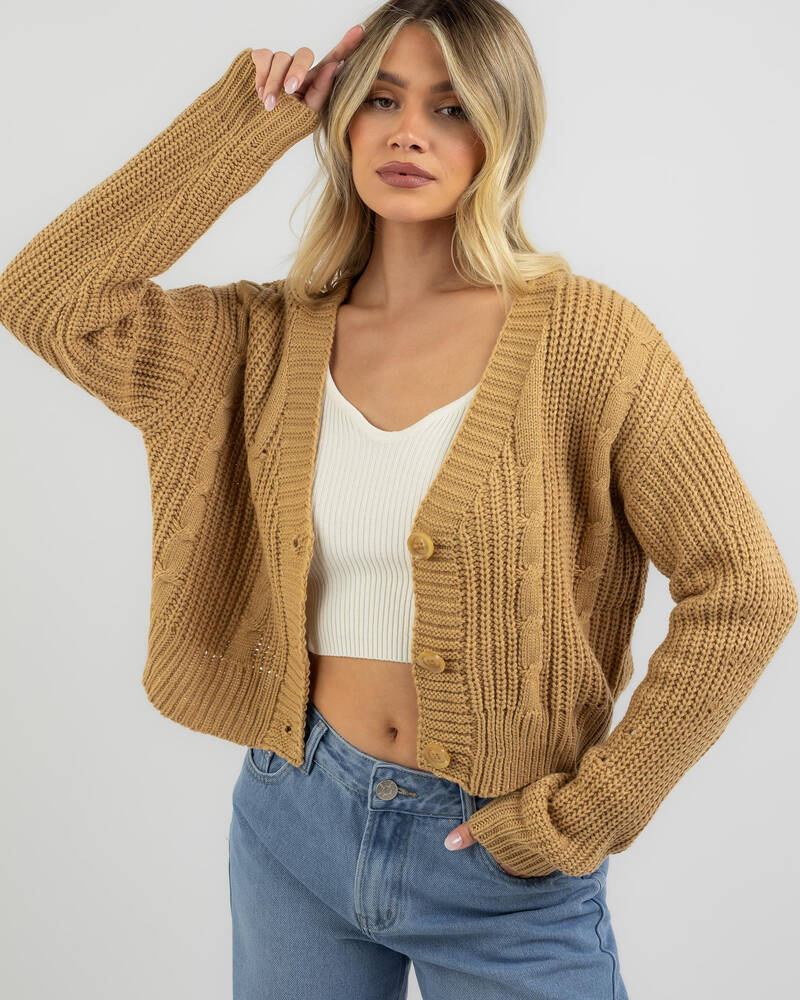 Mooloola Debate Team Cable Knit Cardigan for Womens