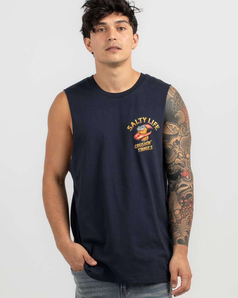 Salty Life Crushin Tinnies Muscle Tank for Mens