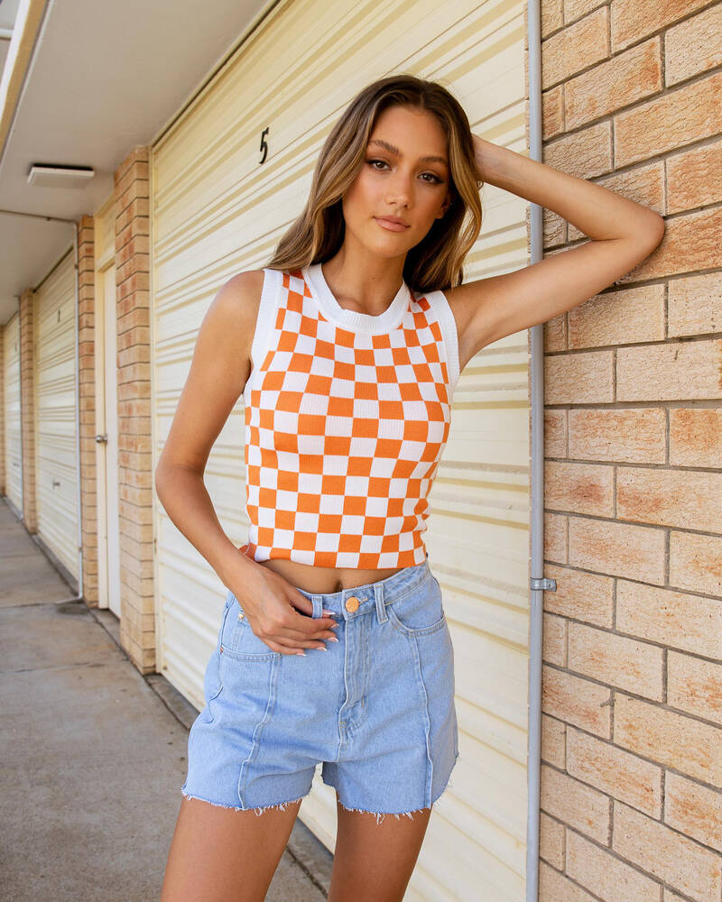 Winnie & Co Chess Not Checkers Knit Top for Womens