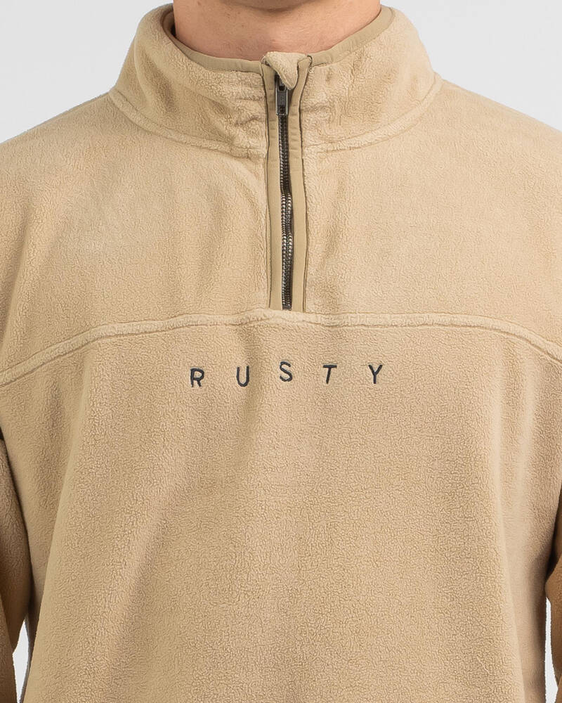 Rusty Polarized Quarter Zip Polar Fleece Sweatshirt for Mens