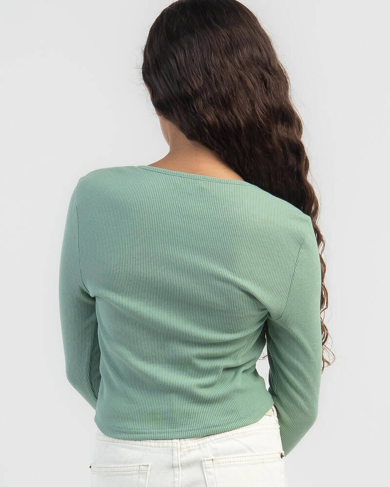 Mooloola Girls' Basic Rib Long Sleeve Top for Womens