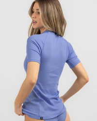 Rip Curl Premium Surf Zip Through Short Sleeve Rash Vest for Womens image number null