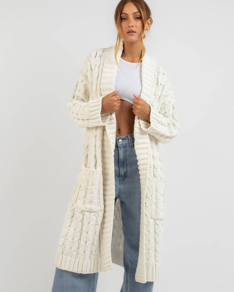 Mooloola Vogue Longline Cable Knit Cardigan for Womens