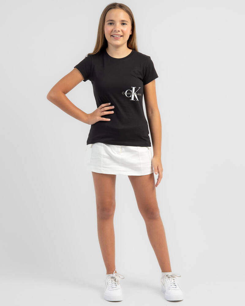 Calvin Klein Girls' Monogram Off Placed T-Shirt for Womens