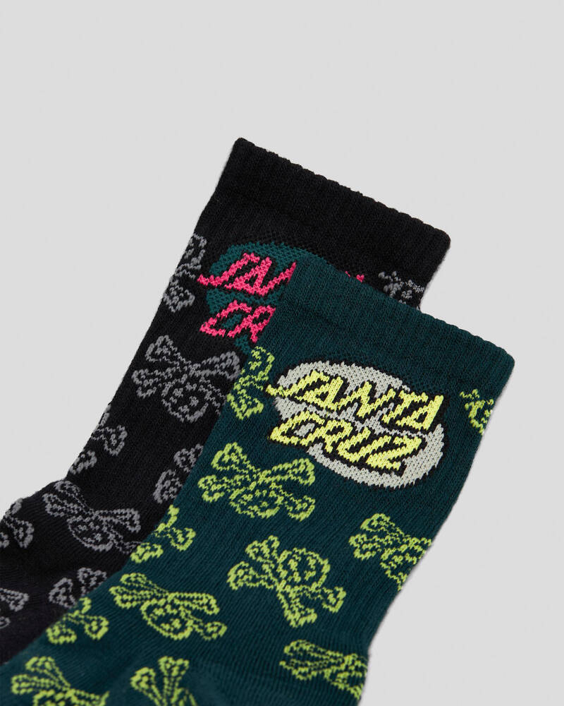 Santa Cruz Boys' Oval Dot Skull Crew Socks 2 Pack for Mens