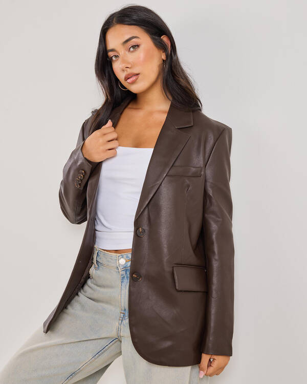 Lenny Oversized Faux Leather Blazer