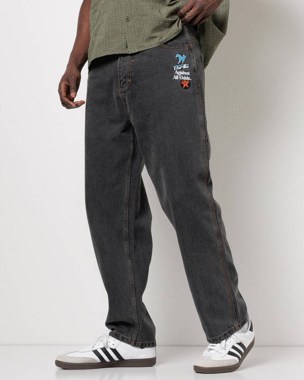 Against All Odds Mid Slacker Relaxed Long Denim Jeans