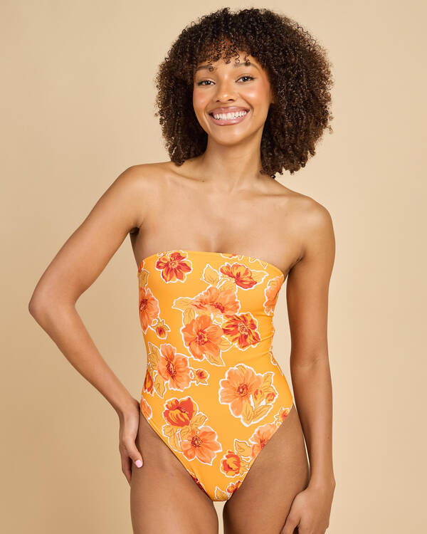 Ayla Floral Strapless One Piece Swimsuit