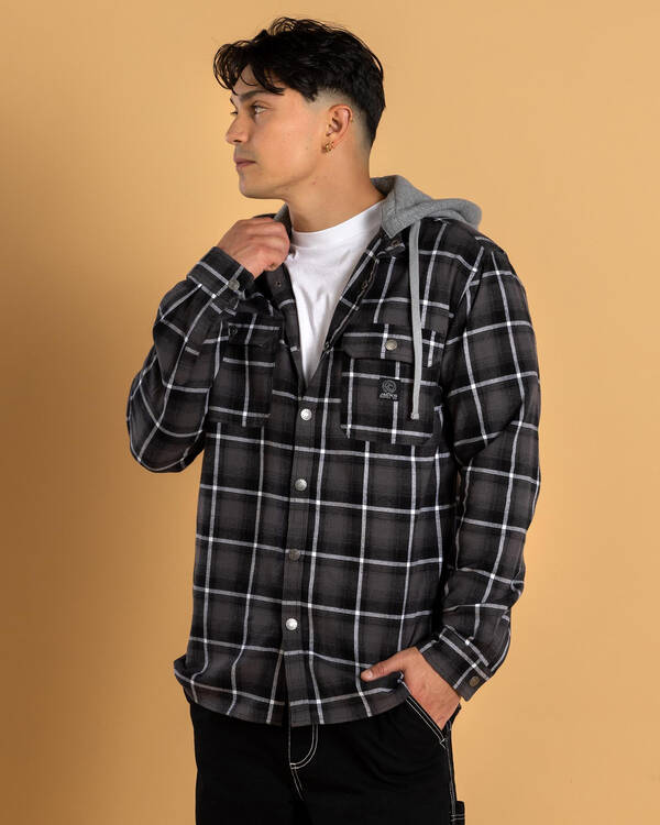 Ample Long Sleeve Flannel Hooded Shirt