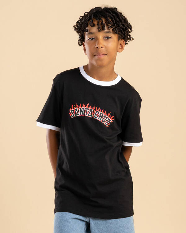 Flamed Collegiate Arch Ringer T-Shirt