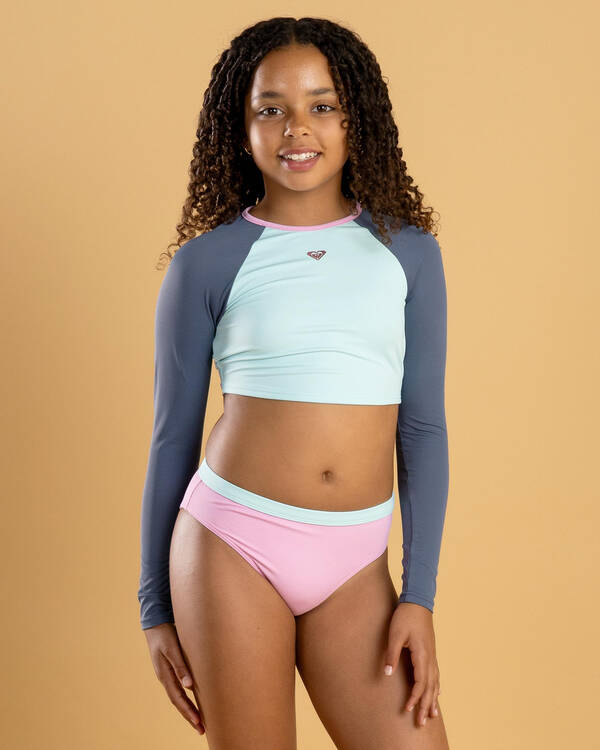 Colourblock Long Sleeve Crop Rash Vest Set