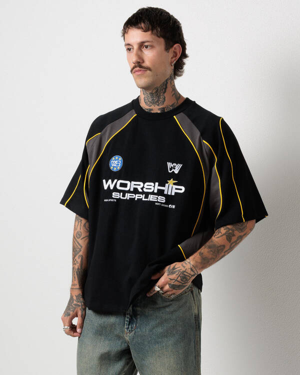 Laser Oversize Raglan Panel T-Shirt