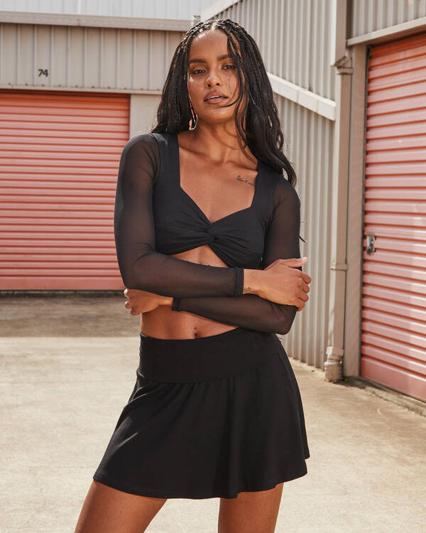 James Mesh Long Sleeve Crop Top