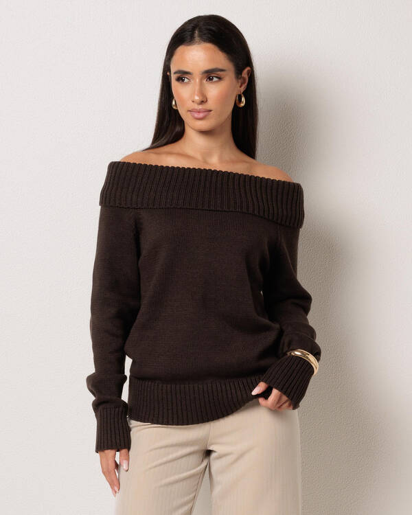 Veriti Off Shoulder Knit Jumper