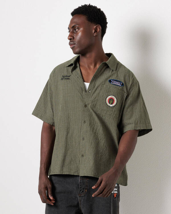 Against All Odds Cropped Short Sleeve Work Shirt