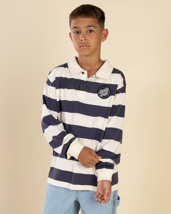 Reverse Dot Patch Long Sleeve Polo T-Shirt