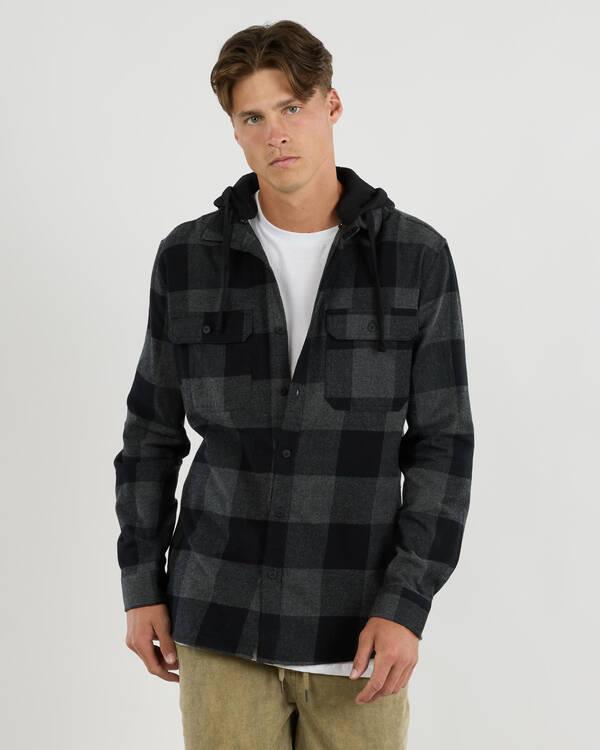 Recount Hooded Long Sleeve Flannel Shirt