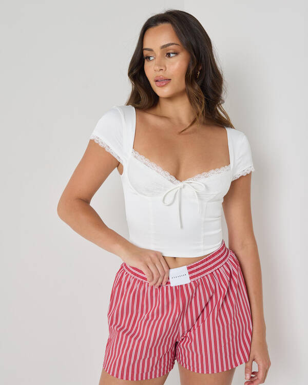 Kate Lace Tie Front Top