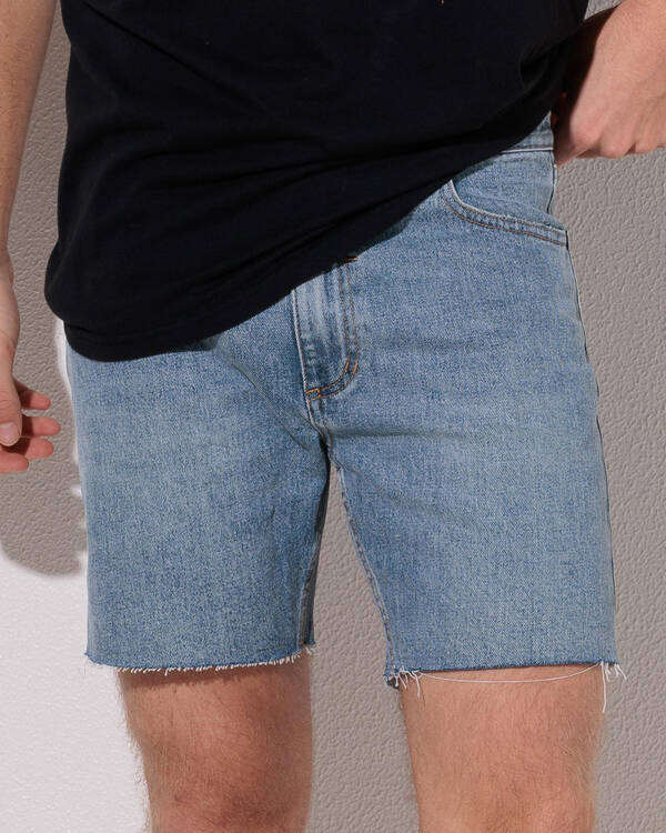Mandude Raw Slim Cropped Denim Shorts
