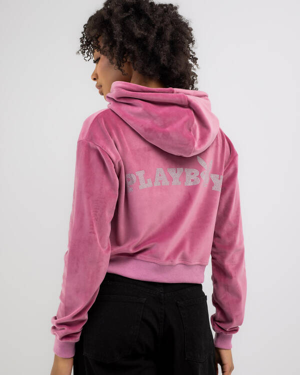 Bunny O Velour Cropped Hoodie