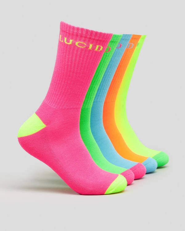 Fluro Crew Socks 5 Pack