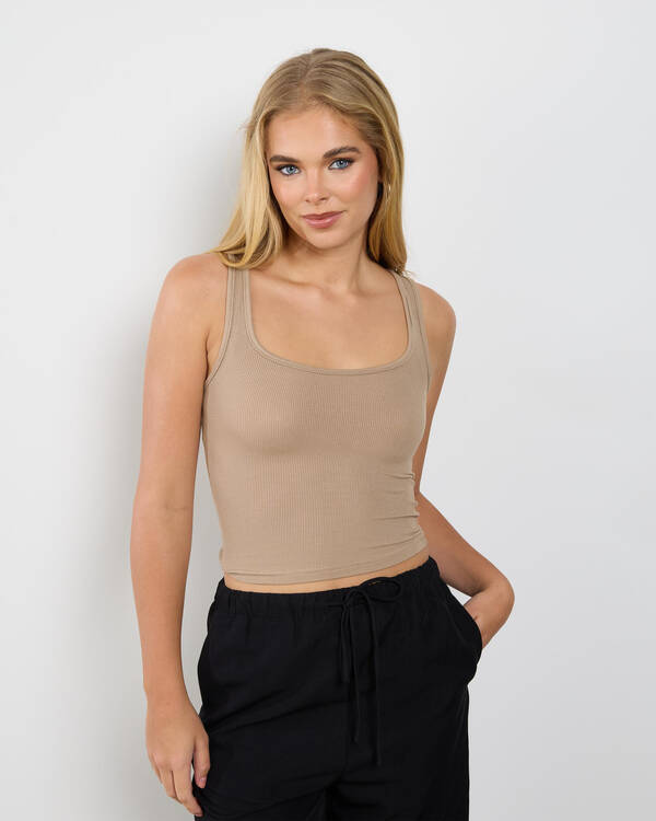 Basic Scoop Neck Rib Tank Top