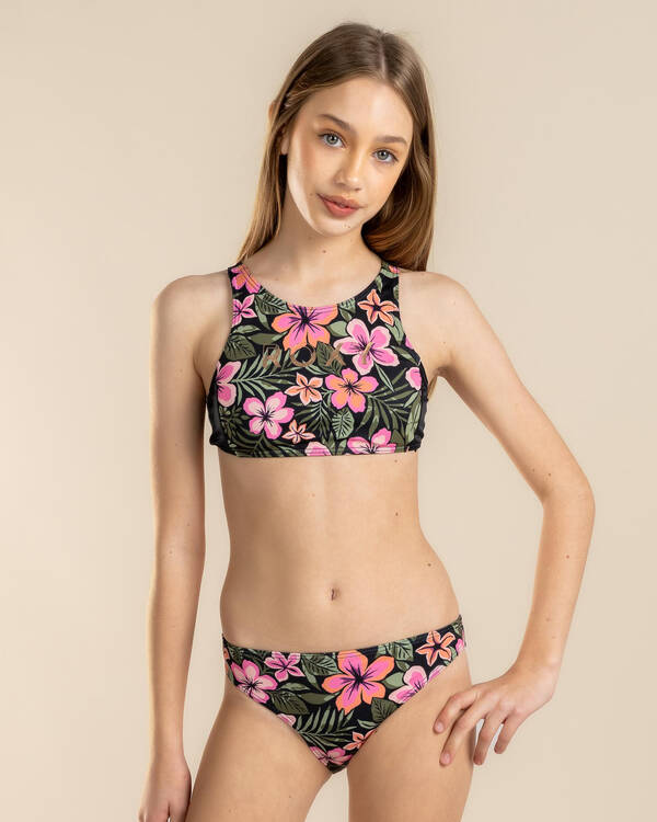 Active Floral Crop Top Bikini Set