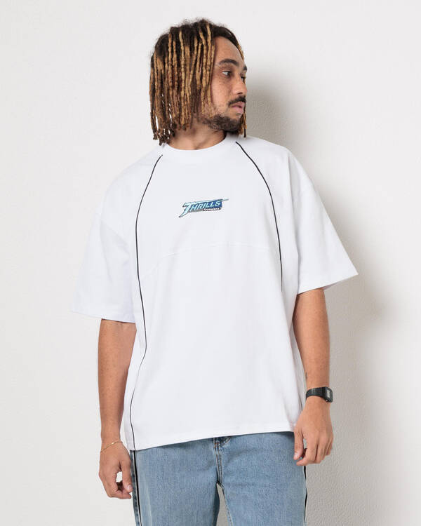 Heavy Voltage Box Fit Oversize Cropped Piping T-Shirt