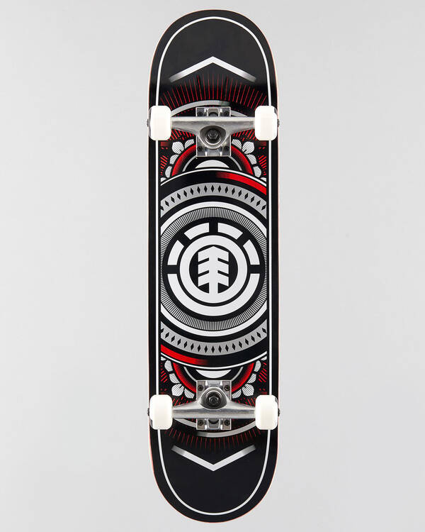 Hatched Red Silver Complete Skateboard