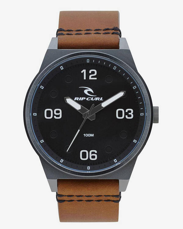 Sheer Gunmetal Leather Watch
