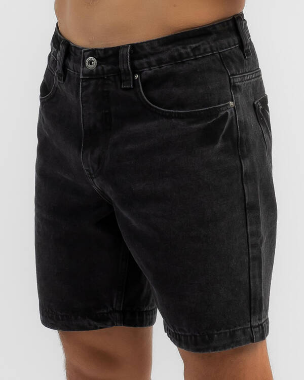 Washed Black Denim Walk Shorts