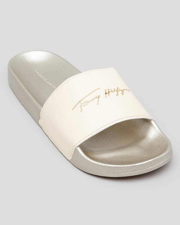 Metallic Pool Slide Sandals