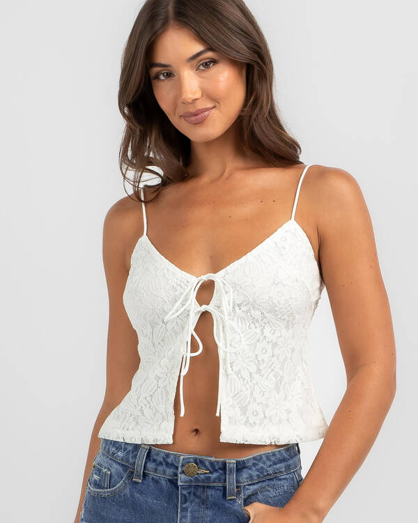 Alison Lace Tie Front Cami Top