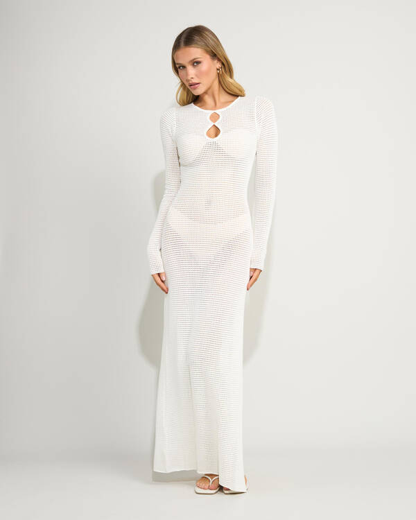 long white crochet dress Arabella Maxi 12% Nylon Vestido Maxi Tejido Ocean Front