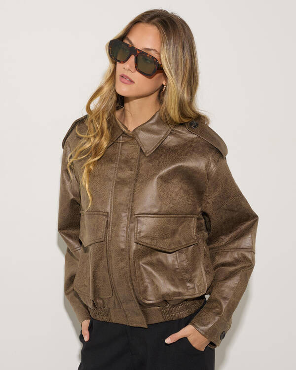 Slate Faux Leather Jacket