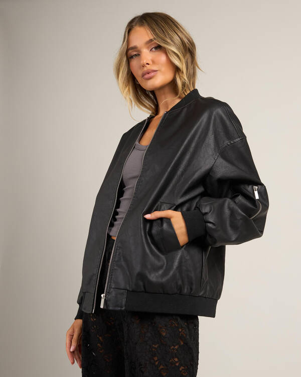 Ace Faux Leather Bomber Jacket