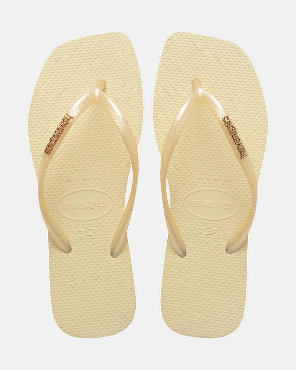 Slim Square Metal Logo Thongs