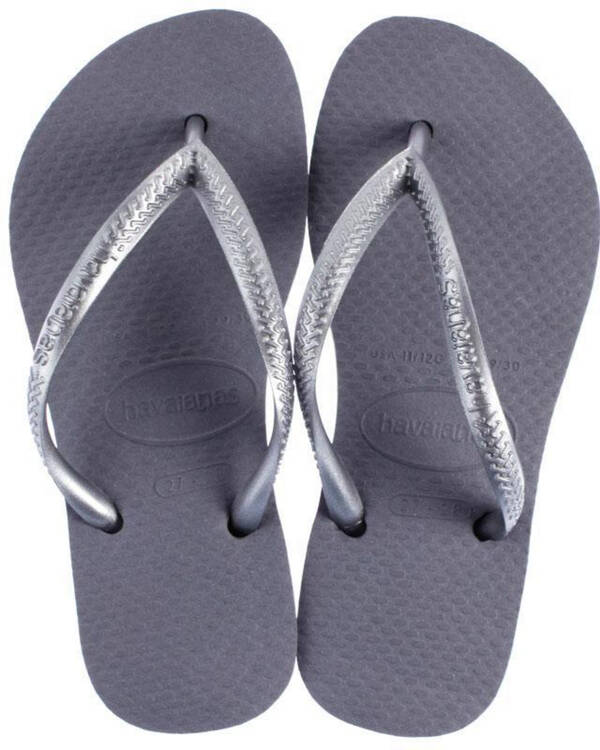 Kids' Slim Metallic Steel Grey Thongs
