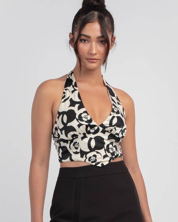 Black Tie Halter Top