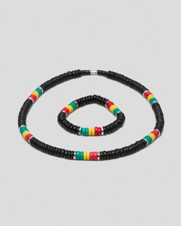 Rasta Bead Choker and Bracelet Combo Pack