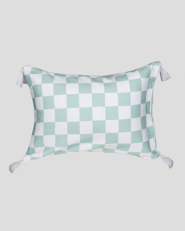 Sage Check Inflatable Beach Pillow