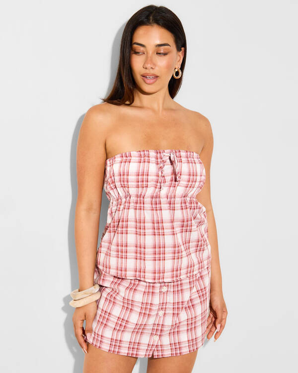Chelsea Check Strapless Top